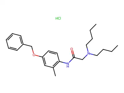 Acetamide, 2-(dibutylamino)-N-(2-methyl-4-(phenylmethoxy)phenyl)-, monohydrochloride structure