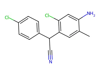 (2R)-2-(4-amino-2-chloro-5-methylphenyl)-2-(4-chlorophenyl)acetonitrile structure