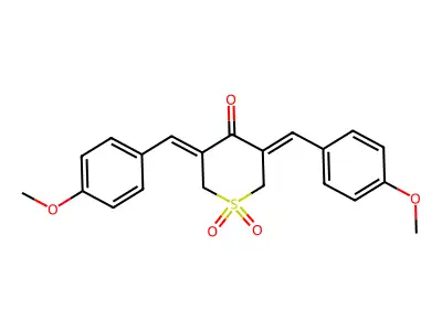 4H-Thiopyran-4-one, tetrahydro-3,5-bis(p-methoxybenzylidene)-, 1,1-dioxide structure