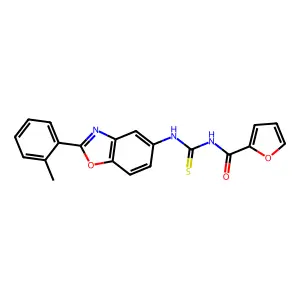 N-[[2-(2-methylphenyl)-1,3-benzoxazol-5-yl]carbamothioyl]furan-2-carboxamide structure