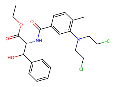 threo-N-(3-Di-(2-chloroethyl)amino-4-methylbenzoyl)-DL-phenylserine ethyl ester structure