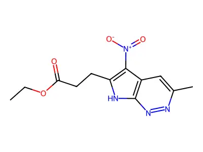 ethyl 3-(3-methyl-5-nitro-7H-pyrrolo[2,3-c]pyridazin-6-yl)propanoate structure