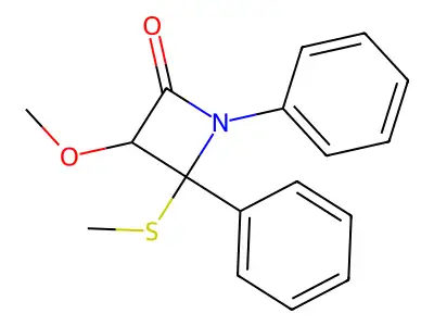 2-Azetidinone, 3-methoxy-4-(methylthio)-1,4-diphenyl- structure