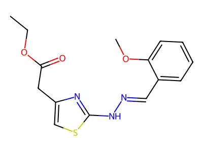 ethyl 2-[2-[(2E)-2-[(2-methoxyphenyl)methylidene]hydrazinyl]-1,3-thiazol-4-yl]acetate structure