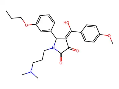 1-[3-(dimethylamino)propyl]-3-hydroxy-4-(4-methoxybenzoyl)-5-(3-propoxyphenyl)-2,5-dihydro-1H-pyrrol-2-one structure