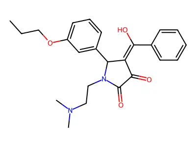 1-(2-dimethylaminoethyl)-4-[hydroxy(phenyl)methylidene]-5-(3-propoxyphenyl)pyrrolidine-2,3-dione structure