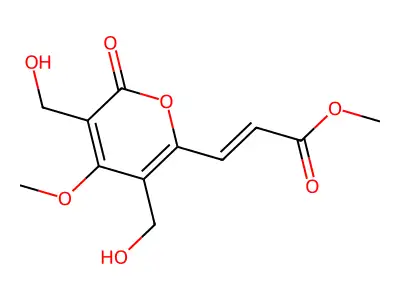 Methyl 3-[3,5-bis(hydroxymethyl)-4-methoxy-6-oxopyran-2-yl]prop-2-enoate structure