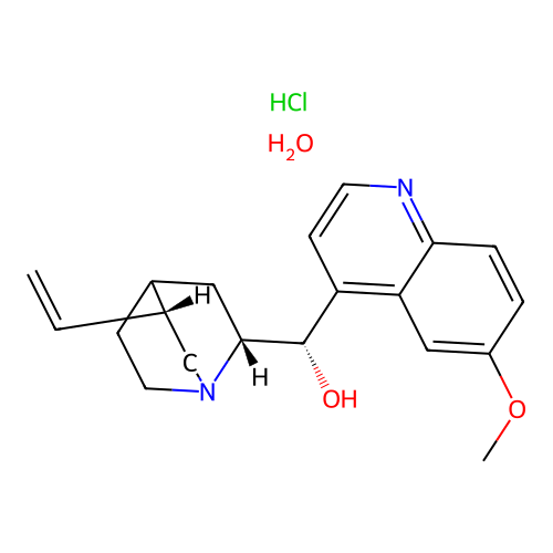 Quinidine hydrochloride monohydrate structure
