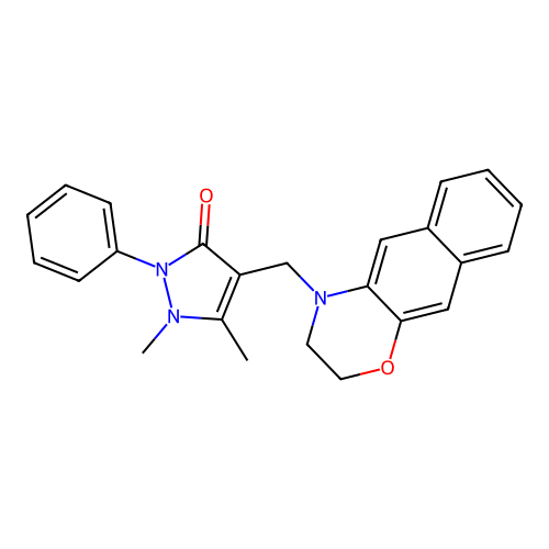 1-Phenyl-2,3-dimethyl-4-naphthalanmorpholinomethylpyrazolin-5-one structure