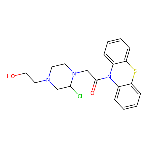 2-chloro-10-(4'(N-beta-hydroxyethyl)piperazinyl-1')acetylphenothiazine structure