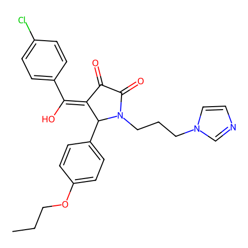 (4E)-4-[(4-chlorophenyl)-hydroxymethylidene]-1-(3-imidazol-1-ylpropyl)-5-(4-propoxyphenyl)pyrrolidine-2,3-dione structure