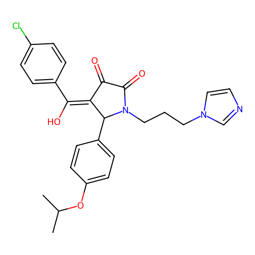 (4E)-4-[(4-chlorophenyl)-hydroxymethylidene]-1-(3-imidazol-1-ylpropyl)-5-(4-propan-2-yloxyphenyl)pyrrolidine-2,3-dione structure
