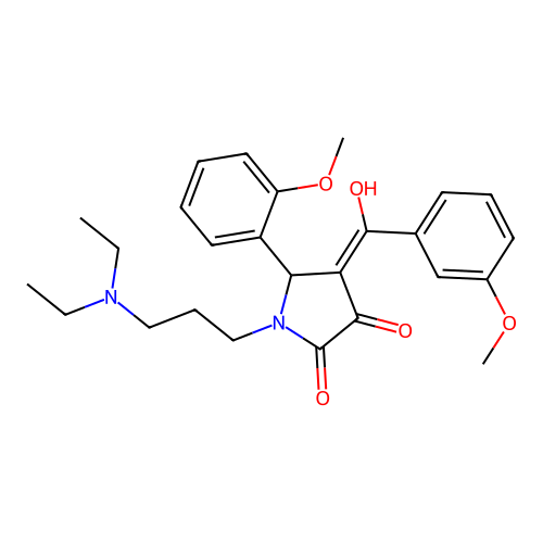 (4E)-1-[3-(diethylamino)propyl]-4-[hydroxy-(3-methoxyphenyl)methylidene]-5-(2-methoxyphenyl)pyrrolidine-2,3-dione structure