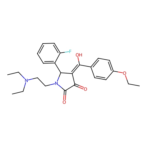 (4E)-1-(2-diethylaminoethyl)-4-[(4-ethoxyphenyl)-hydroxymethylidene]-5-(2-fluorophenyl)pyrrolidine-2,3-dione structure