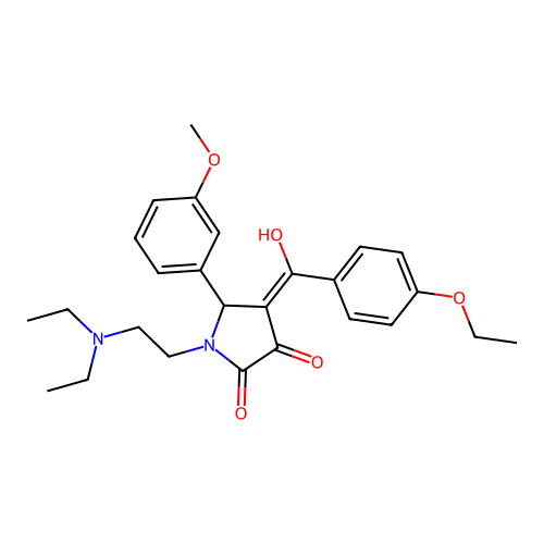 (4E)-1-(2-diethylaminoethyl)-4-[(4-ethoxyphenyl)-hydroxymethylidene]-5-(3-methoxyphenyl)pyrrolidine-2,3-dione structure