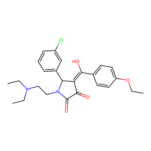 (4E)-5-(3-chlorophenyl)-1-(2-diethylaminoethyl)-4-[(4-ethoxyphenyl)-hydroxymethylidene]pyrrolidine-2,3-dione structure