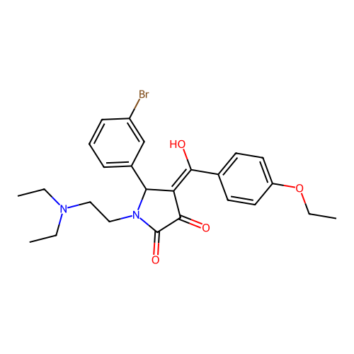 (4E)-5-(3-bromophenyl)-1-(2-diethylaminoethyl)-4-[(4-ethoxyphenyl)-hydroxymethylidene]pyrrolidine-2,3-dione structure
