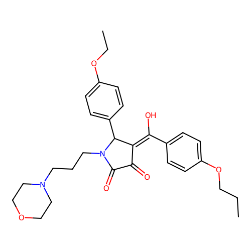 (4E)-5-(4-ethoxyphenyl)-4-[hydroxy-(4-propoxyphenyl)methylidene]-1-(3-morpholin-4-ylpropyl)pyrrolidine-2,3-dione structure