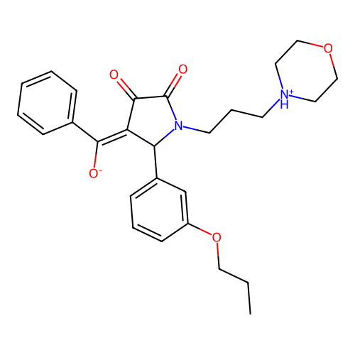 (E)-[1-(3-morpholin-4-ium-4-ylpropyl)-4,5-dioxo-2-(3-propoxyphenyl)pyrrolidin-3-ylidene]-phenylmethanolate structure
