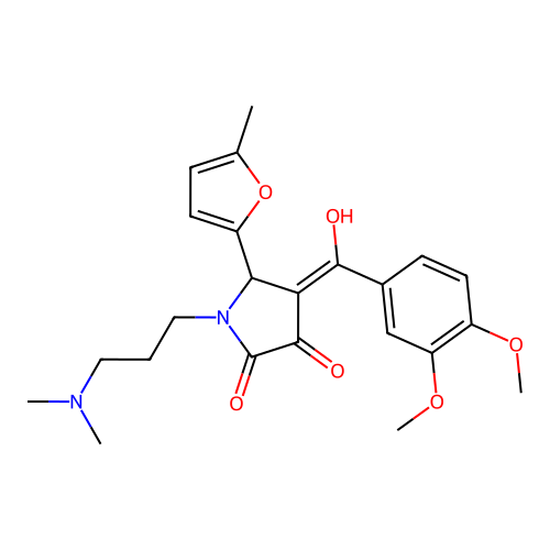 (4E)-4-[(3,4-dimethoxyphenyl)-hydroxymethylidene]-1-[3-(dimethylamino)propyl]-5-(5-methylfuran-2-yl)pyrrolidine-2,3-dione structure