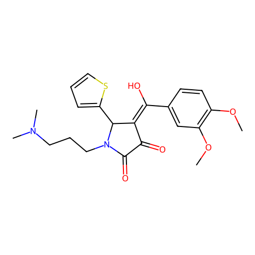 4-(3,4-dimethoxybenzoyl)-1-(3-(dimethylamino)propyl)-3-hydroxy-5-(thiophen-2-yl)-1H-pyrrol-2(5H)-one structure