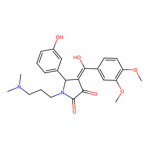 (4E)-4-[(3,4-dimethoxyphenyl)-hydroxymethylidene]-1-[3-(dimethylamino)propyl]-5-(3-hydroxyphenyl)pyrrolidine-2,3-dione structure