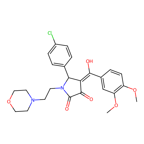 (4E)-5-(4-chlorophenyl)-4-[(3,4-dimethoxyphenyl)-hydroxymethylidene]-1-(2-morpholin-4-ylethyl)pyrrolidine-2,3-dione structure
