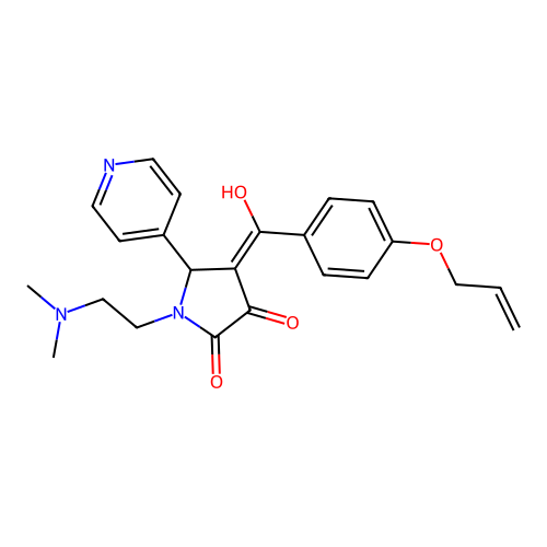 (4E)-1-(2-dimethylaminoethyl)-4-[hydroxy-(4-prop-2-enoxyphenyl)methylidene]-5-pyridin-4-ylpyrrolidine-2,3-dione structure