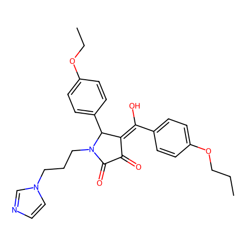 (4E)-5-(4-ethoxyphenyl)-4-[hydroxy-(4-propoxyphenyl)methylidene]-1-(3-imidazol-1-ylpropyl)pyrrolidine-2,3-dione structure