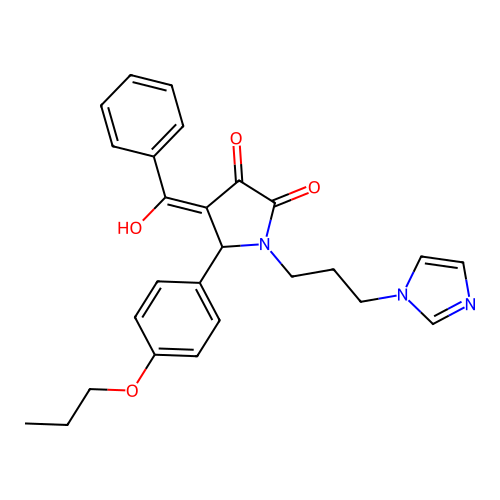 3-hydroxy-1-(3-imidazolylpropyl)-4-(phenylcarbonyl)-5-(4-propoxyphenyl)-3-pyrr olin-2-one structure