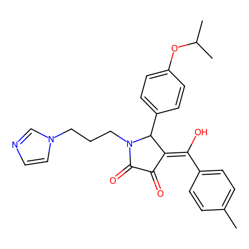 (4E)-4-[hydroxy-(4-methylphenyl)methylidene]-1-(3-imidazol-1-ylpropyl)-5-(4-propan-2-yloxyphenyl)pyrrolidine-2,3-dione structure