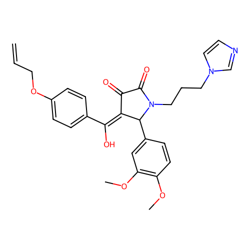(4E)-5-(3,4-dimethoxyphenyl)-4-[hydroxy-(4-prop-2-enoxyphenyl)methylidene]-1-(3-imidazol-1-ylpropyl)pyrrolidine-2,3-dione structure