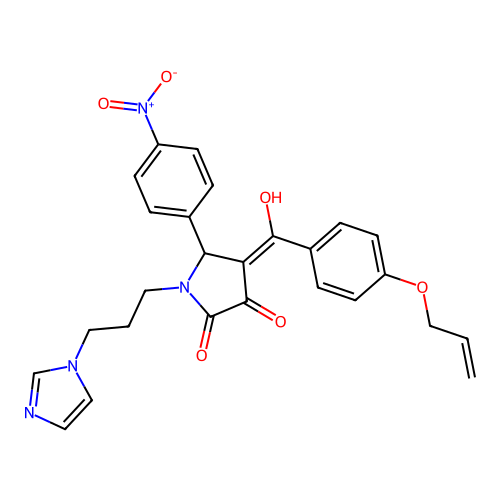 (4E)-4-[hydroxy-(4-prop-2-enoxyphenyl)methylidene]-1-(3-imidazol-1-ylpropyl)-5-(4-nitrophenyl)pyrrolidine-2,3-dione structure