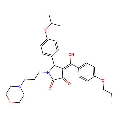 (4E)-4-[hydroxy-(4-propoxyphenyl)methylidene]-1-(3-morpholin-4-ylpropyl)-5-(4-propan-2-yloxyphenyl)pyrrolidine-2,3-dione structure