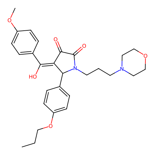 (4E)-4-[hydroxy-(4-methoxyphenyl)methylidene]-1-(3-morpholin-4-ylpropyl)-5-(4-propoxyphenyl)pyrrolidine-2,3-dione structure