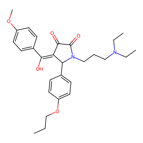 (4E)-1-[3-(diethylamino)propyl]-4-[hydroxy-(4-methoxyphenyl)methylidene]-5-(4-propoxyphenyl)pyrrolidine-2,3-dione structure
