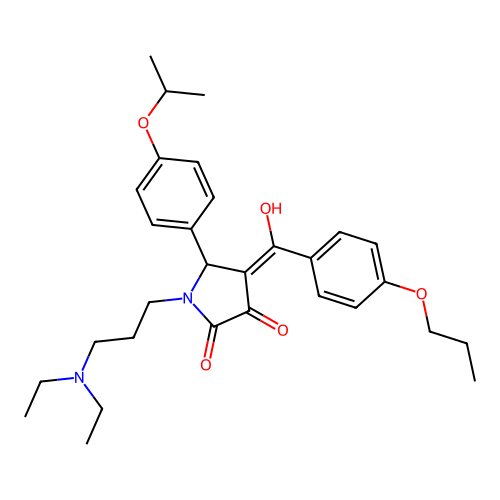 (4E)-1-[3-(diethylamino)propyl]-4-[hydroxy-(4-propoxyphenyl)methylidene]-5-(4-propan-2-yloxyphenyl)pyrrolidine-2,3-dione structure