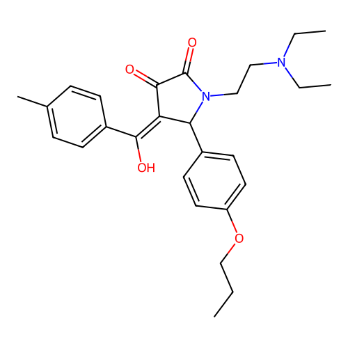 (4E)-1-(2-diethylaminoethyl)-4-[hydroxy-(4-methylphenyl)methylidene]-5-(4-propoxyphenyl)pyrrolidine-2,3-dione structure