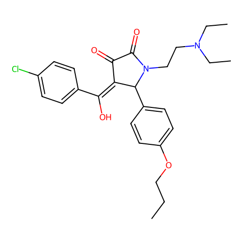 (4E)-4-[(4-chlorophenyl)-hydroxymethylidene]-1-(2-diethylaminoethyl)-5-(4-propoxyphenyl)pyrrolidine-2,3-dione structure