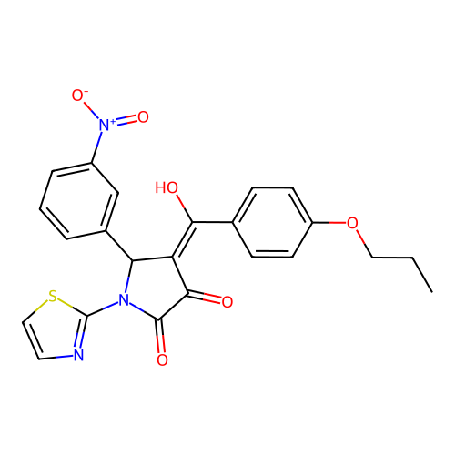 3-hydroxy-5-(3-nitrophenyl)-4-(4-propoxybenzoyl)-1-(thiazol-2-yl)-1H-pyrrol-2(5H)-one structure