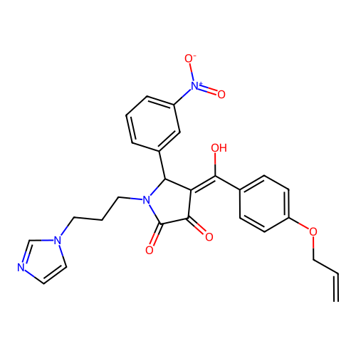 (4E)-4-[hydroxy-(4-prop-2-enoxyphenyl)methylidene]-1-(3-imidazol-1-ylpropyl)-5-(3-nitrophenyl)pyrrolidine-2,3-dione structure