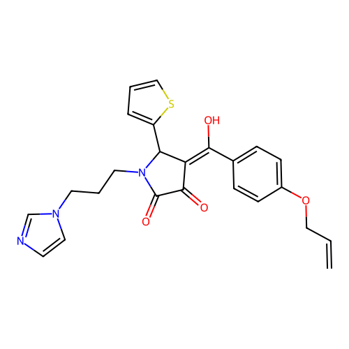 3-hydroxy-1-[3-(1H-imidazol-1-yl)propyl]-4-[4-(prop-2-en-1-yloxy)benzoyl]-5-(thiophen-2-yl)-2,5-dihydro-1H-pyrrol-2-one structure