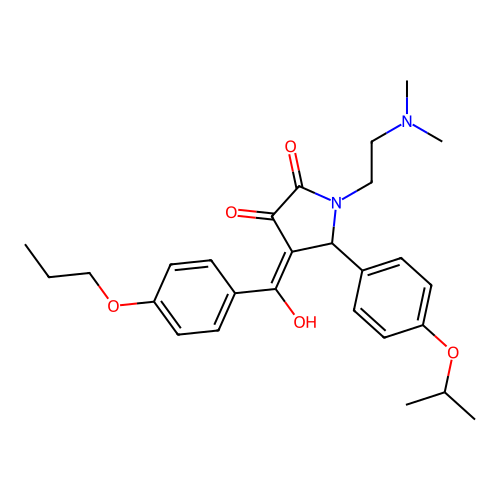 (4E)-1-(2-dimethylaminoethyl)-4-[hydroxy-(4-propoxyphenyl)methylidene]-5-(4-propan-2-yloxyphenyl)pyrrolidine-2,3-dione structure