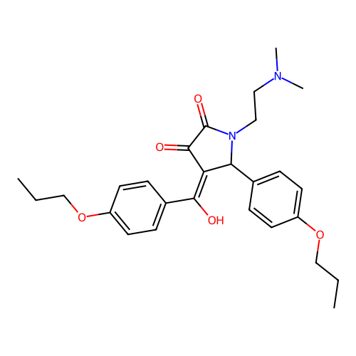 (4E)-1-(2-dimethylaminoethyl)-4-[hydroxy-(4-propoxyphenyl)methylidene]-5-(4-propoxyphenyl)pyrrolidine-2,3-dione structure