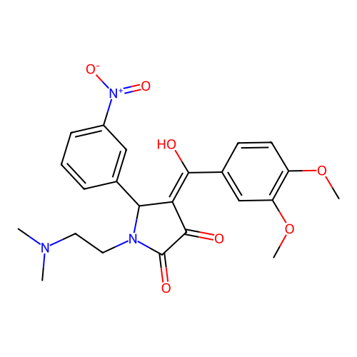 (4E)-4-[(3,4-dimethoxyphenyl)-hydroxymethylidene]-1-(2-dimethylaminoethyl)-5-(3-nitrophenyl)pyrrolidine-2,3-dione structure