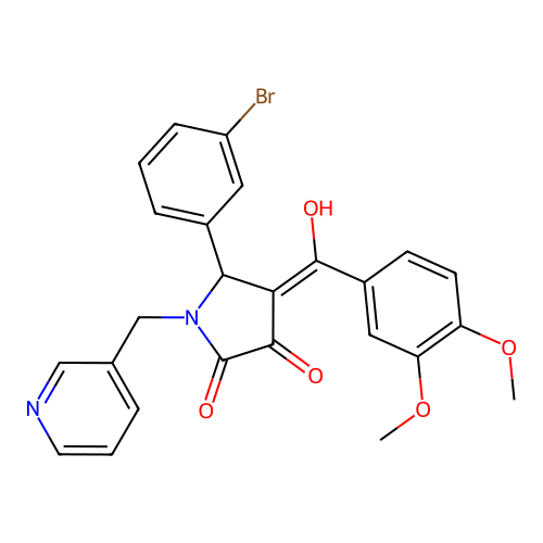 (4E)-5-(3-bromophenyl)-4-[(3,4-dimethoxyphenyl)-hydroxymethylidene]-1-(pyridin-3-ylmethyl)pyrrolidine-2,3-dione structure