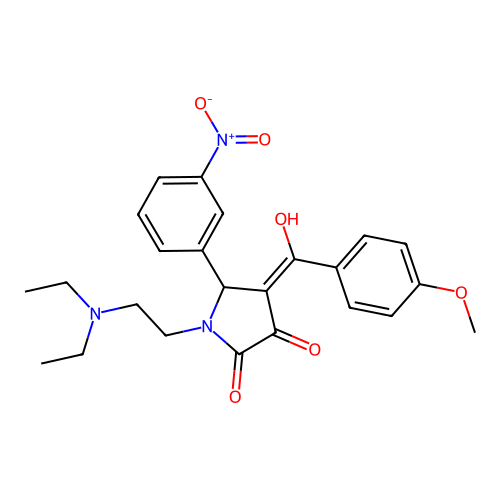 (4E)-1-(2-diethylaminoethyl)-4-[hydroxy-(4-methoxyphenyl)methylidene]-5-(3-nitrophenyl)pyrrolidine-2,3-dione structure