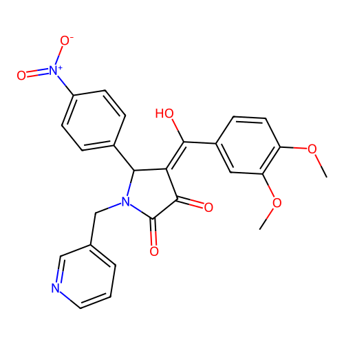 (4E)-4-[(3,4-dimethoxyphenyl)-hydroxymethylidene]-5-(4-nitrophenyl)-1-(pyridin-3-ylmethyl)pyrrolidine-2,3-dione structure