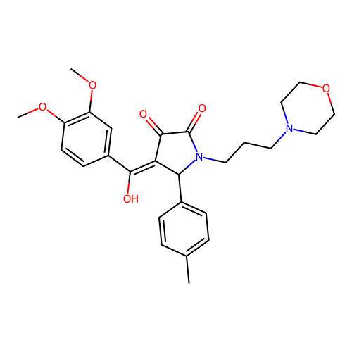(4E)-4-[(3,4-dimethoxyphenyl)-hydroxymethylidene]-5-(4-methylphenyl)-1-(3-morpholin-4-ylpropyl)pyrrolidine-2,3-dione structure