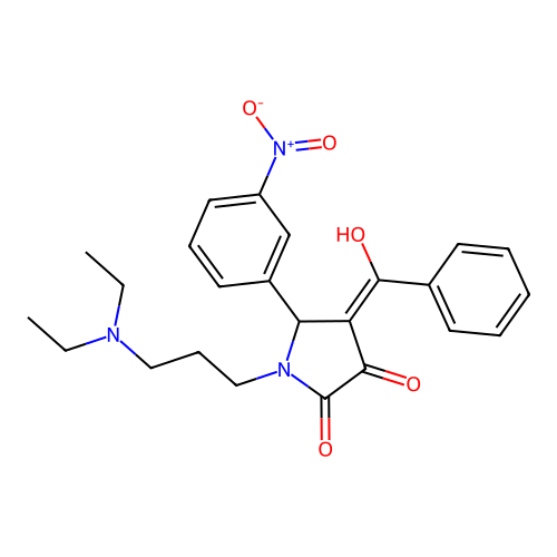4-benzoyl-1-(3-(diethylamino)propyl)-3-hydroxy-5-(3-nitrophenyl)-1H-pyrrol-2(5H)-one structure